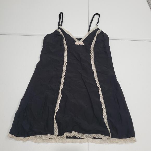 Whimsigoth Vampire Slip Dress Women Medium Black Lace Trim Lingerie Dark Romance - Picture 1 of 9